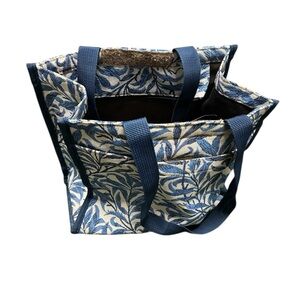 Blue and Cream Floral Tote Bag